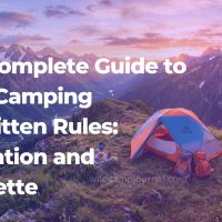 A scenic wild camping tent setup in a lush mountain valley at sunrise, illustrating the beauty of off-grid adventures and the importance of following wild camping rules.